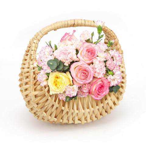 OXDFK rattan half moon basket, compact display for weddings and decor