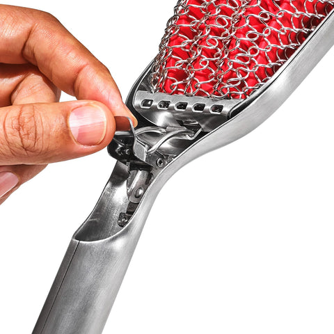 Close-up of OXO coils and silicone for deep grill cleaning