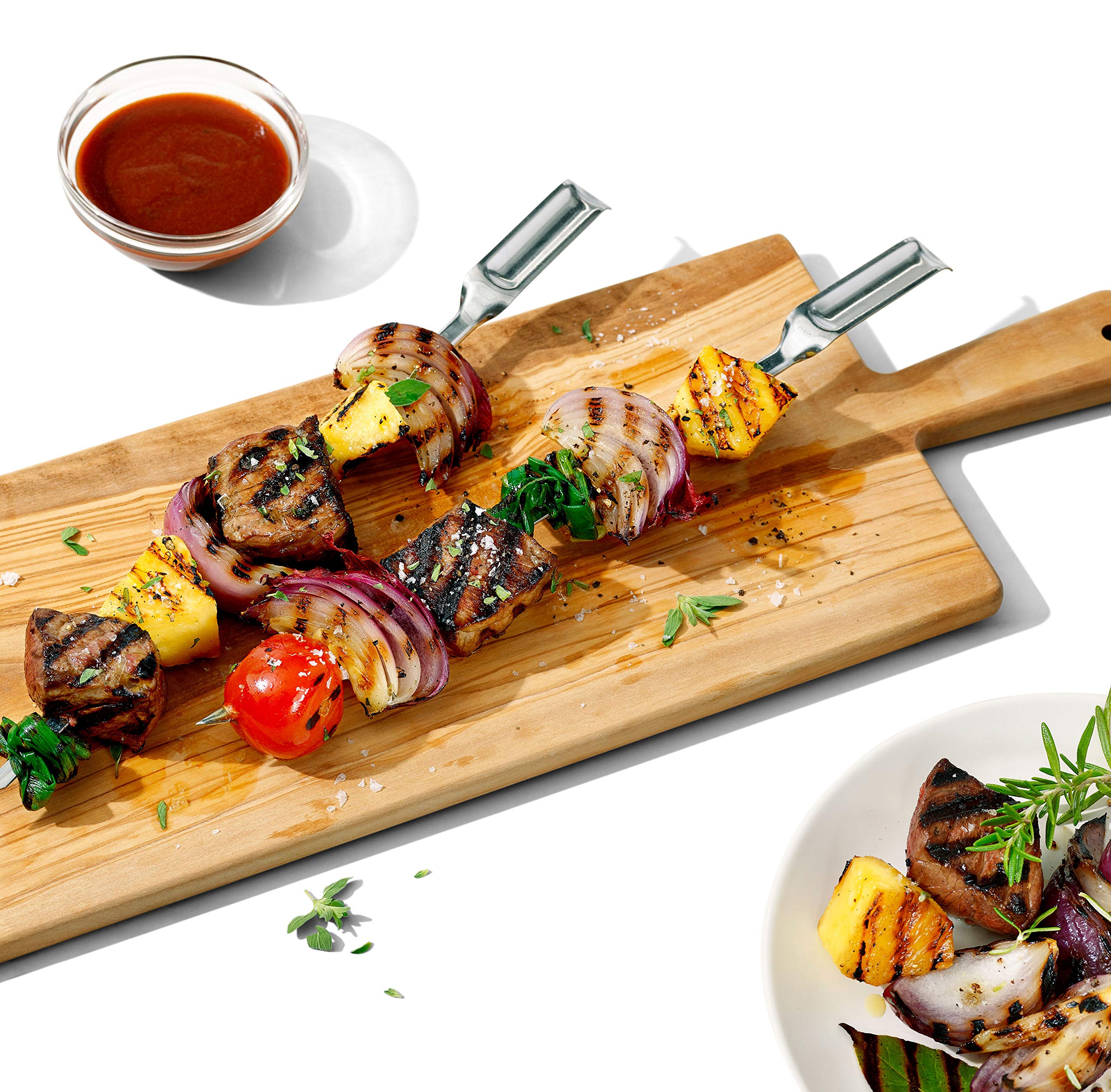 OXO Good Grips skewers allow easy flipping with tongs
