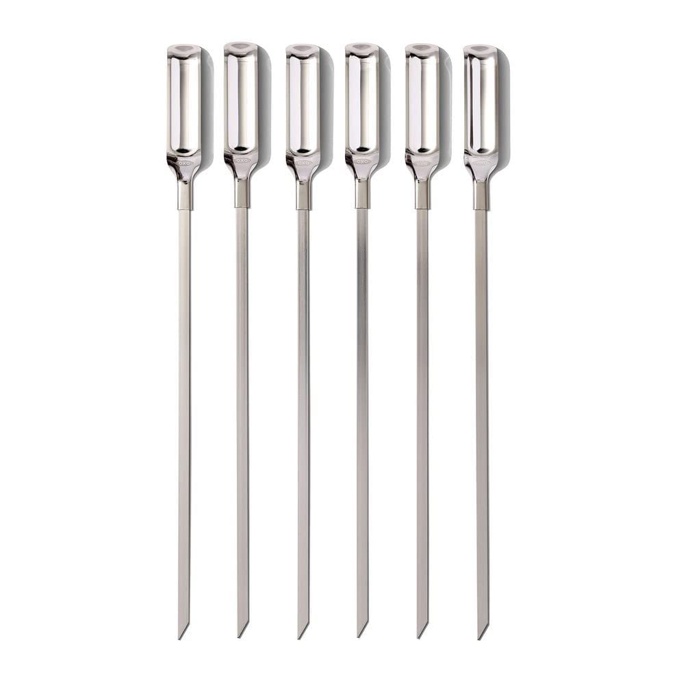 OXO Good Grips skewers with flat design for stable turning on the grill