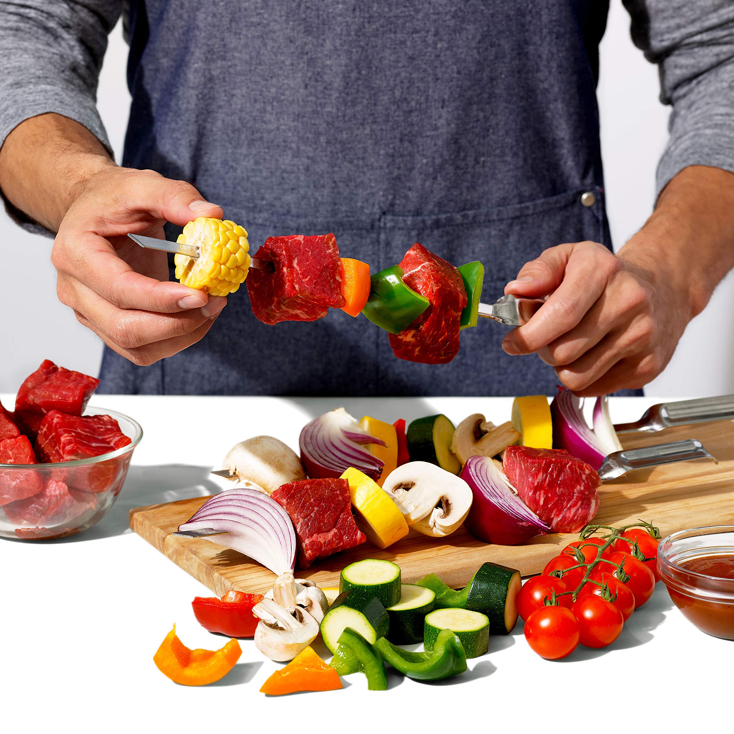 OXO Good Grips skewers work with meat, vegetables, and fruit