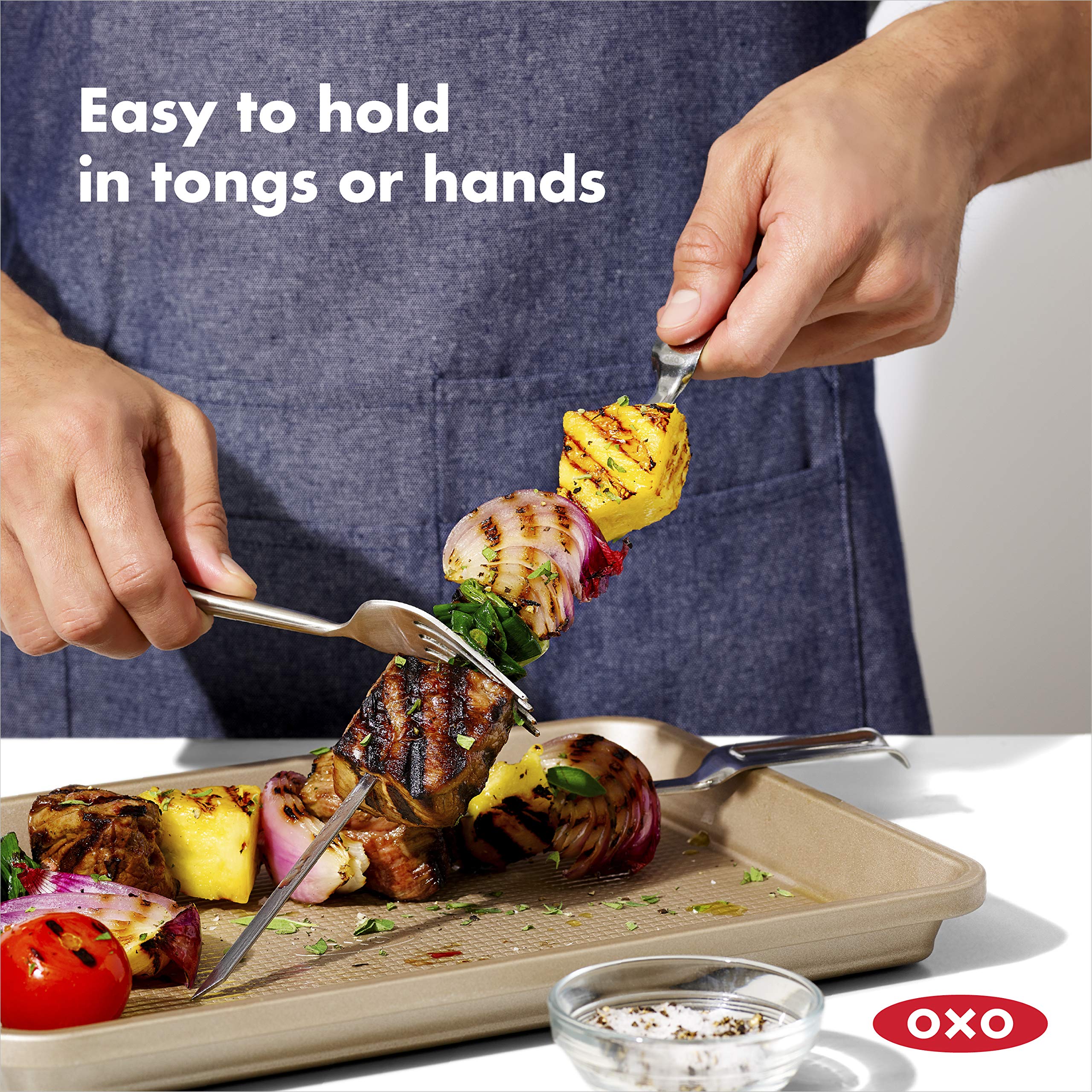 OXO Good Grips skewers with sharp stainless steel points for easy skewering