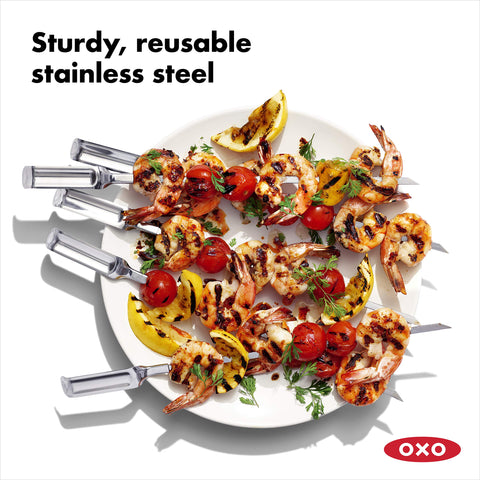 OXO Good Grips skewers feature wide handles for a secure grip