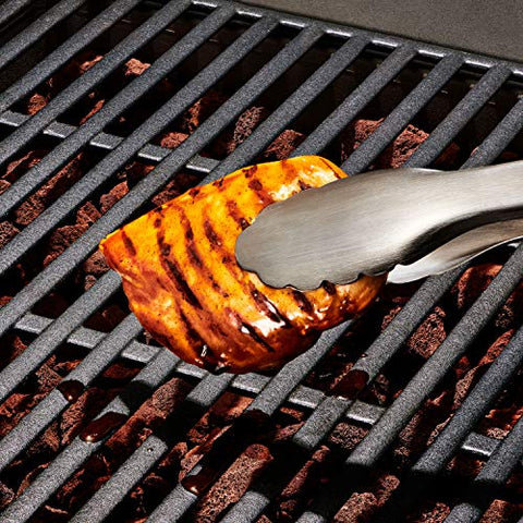 OXO Good Grips Grilling Tongs angled heads in use flipping food