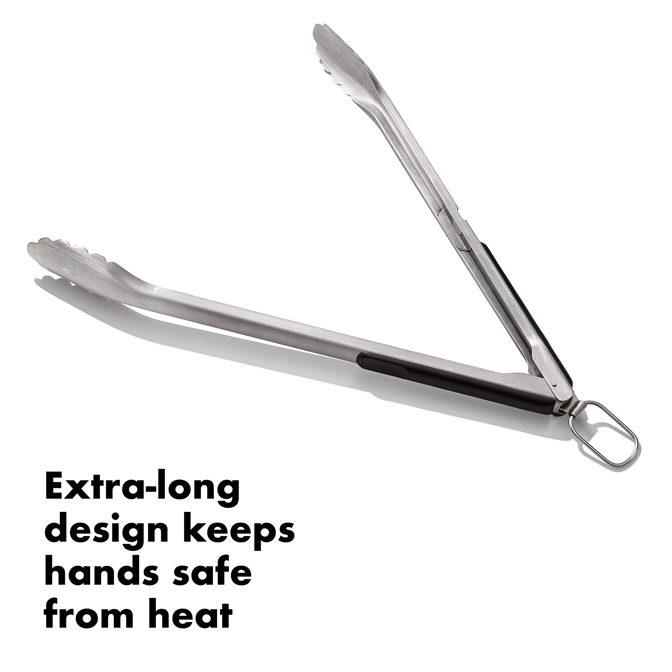OXO Good Grips Grilling Tongs extra-long length keeps hands away from heat