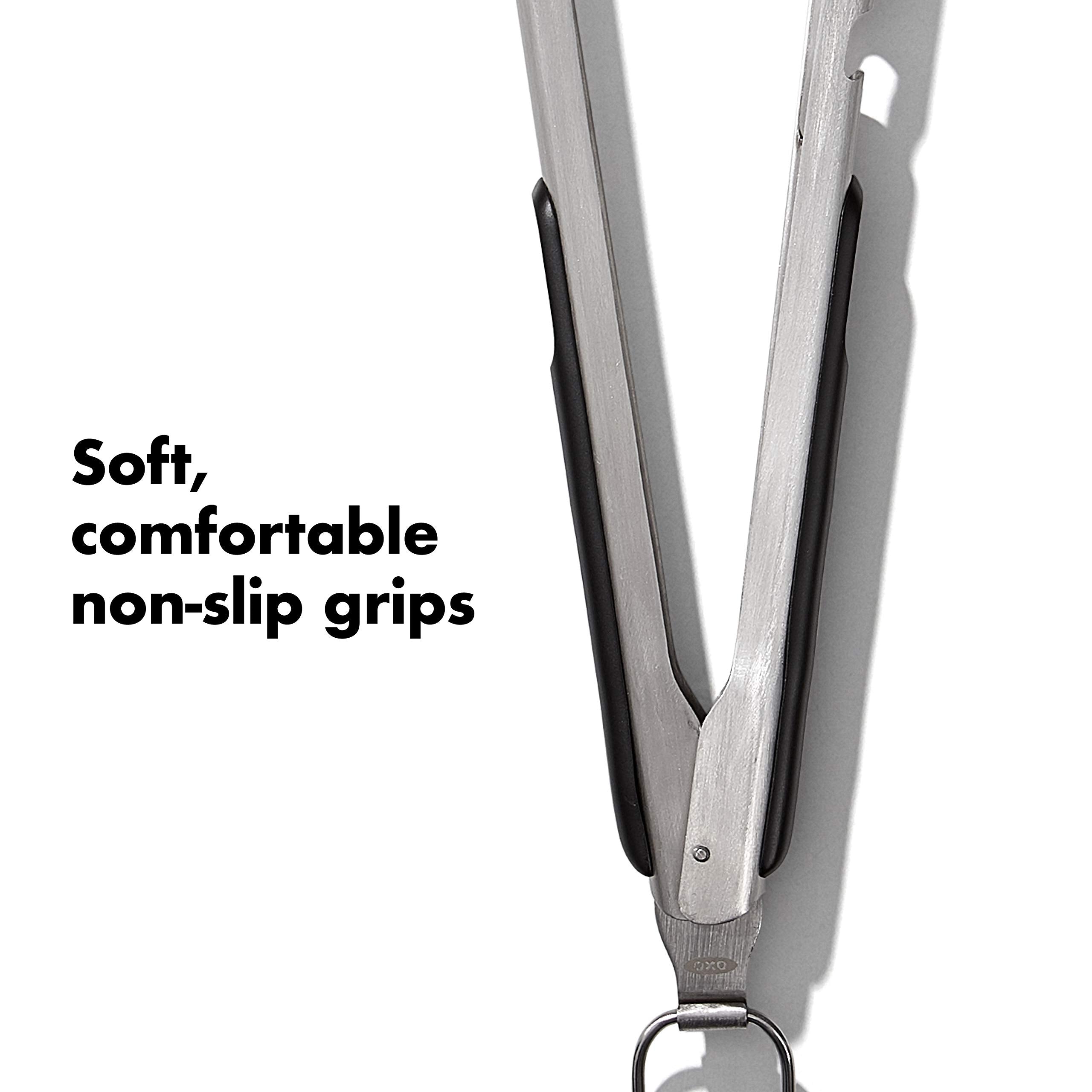 OXO Good Grips Grilling Tongs locking tab for easy storage