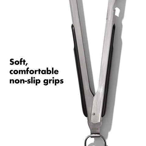 OXO Good Grips Grilling Tongs locking tab for easy storage