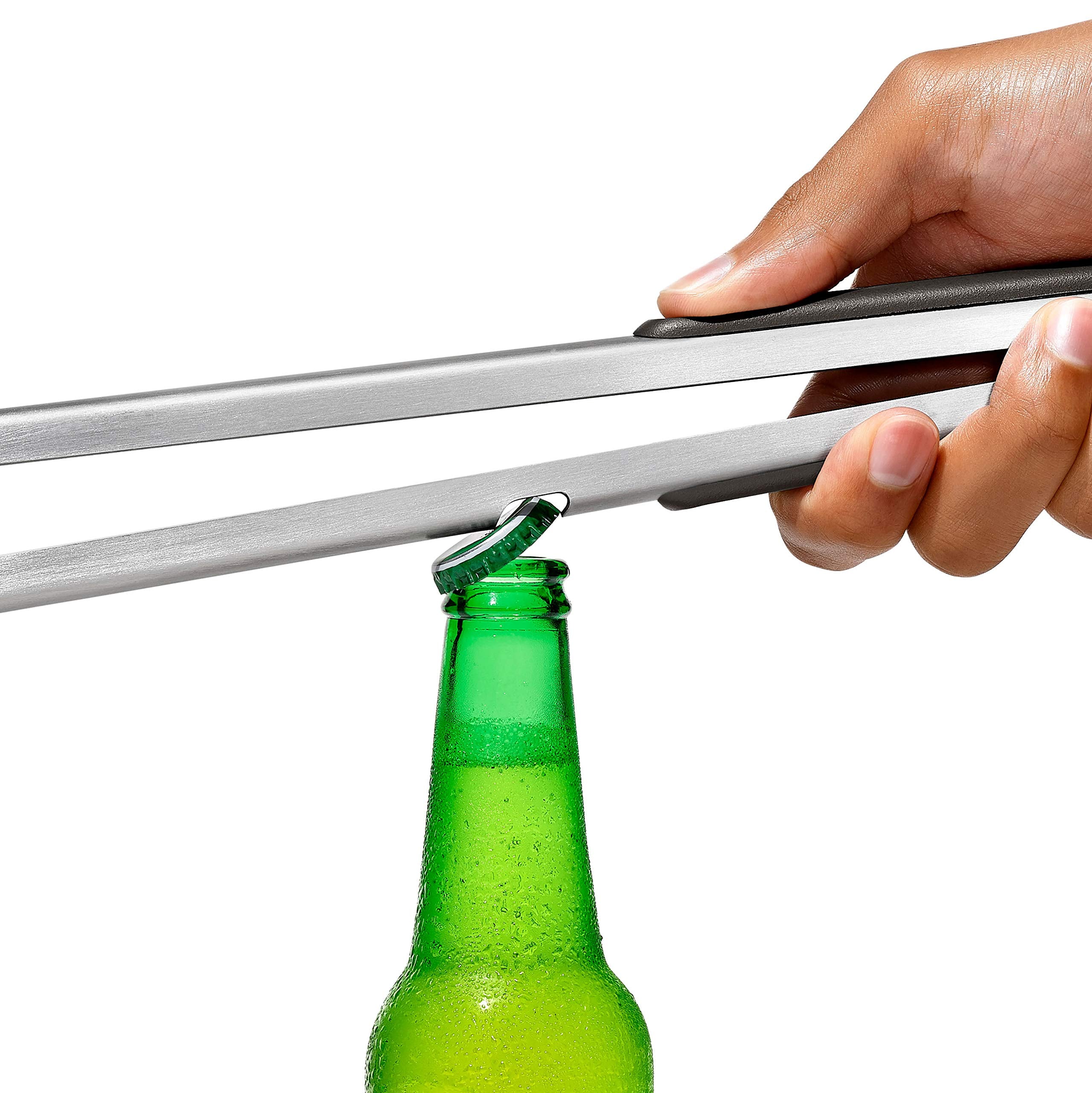 OXO Good Grips long-handle grilling tools reducing wrist fatigue.