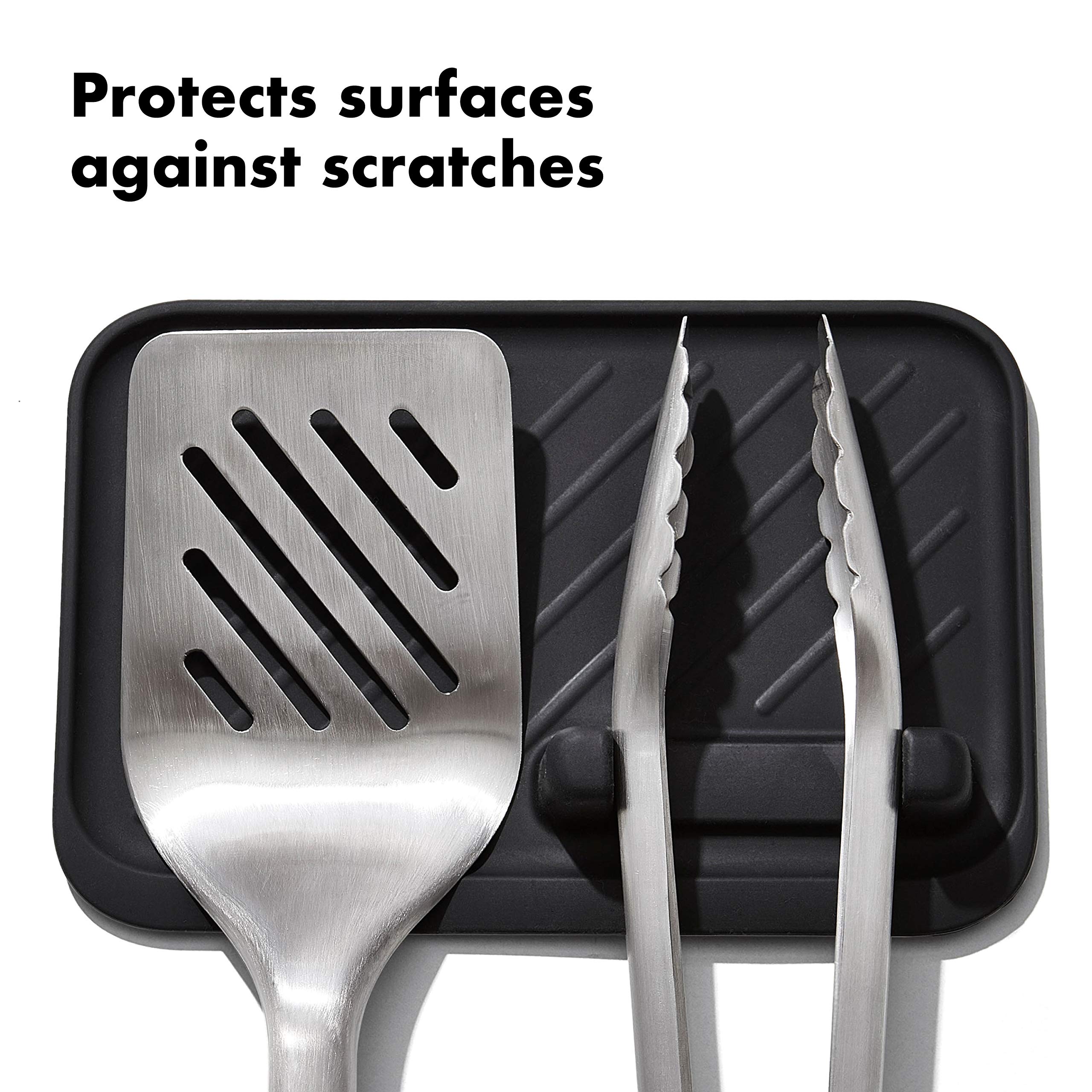OXO Good Grips Rest keeps unlocked tongs ready for one-handed use.