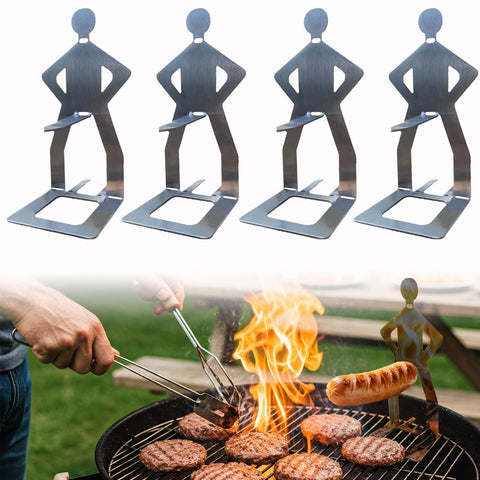 OYASUMI funny BBQ Man hot dog holders on grill for hands-free cooking