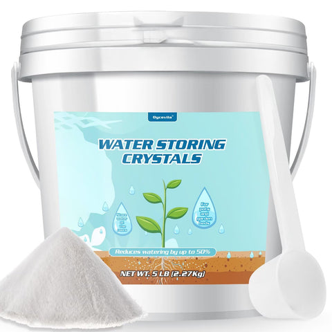 Oycevila 5LB water crystals bottle showing long-lasting soil hydration