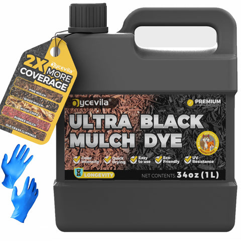 Oycevila mulch dye bottle pour for quick, even color refresh in gardens.