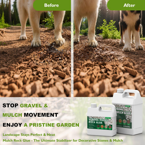Oycevila mulch glue spray in action for quick landscape fastening.