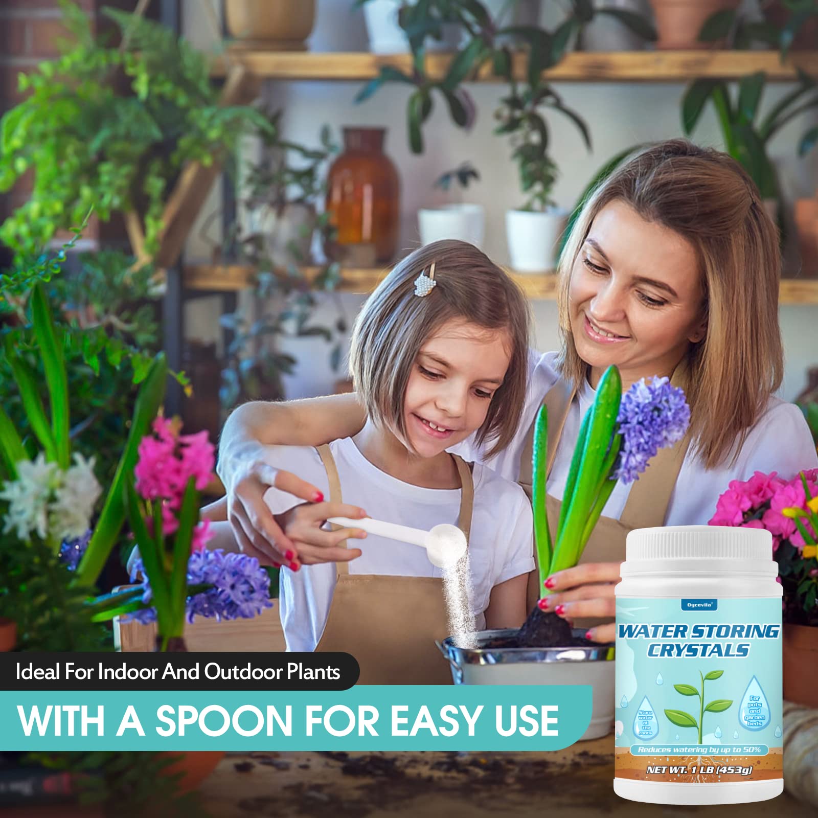 Oycevila water crystals packaging with safe, non-toxic claim.