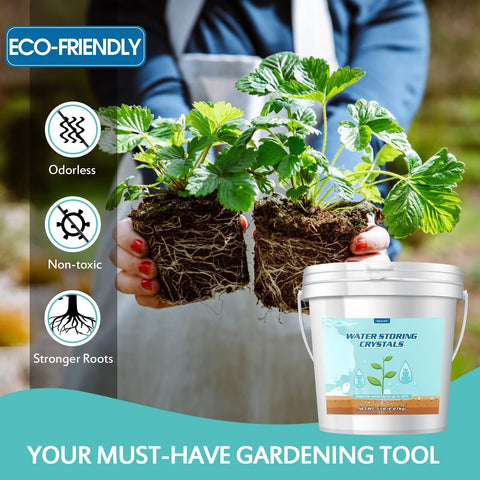 Oycevila crystals in soil help prevent overwatering with steady moisture.