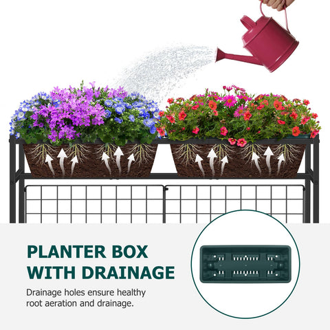 OYEAL 32-inch raised planter offers ergonomic height for comfortable gardening.
