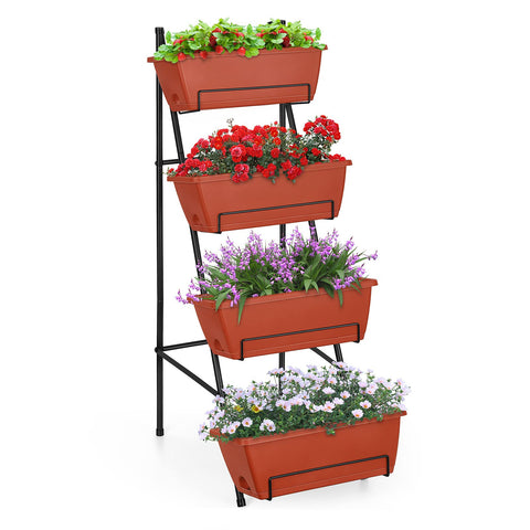 OYEAL 4-tier vertical garden bed front view shows compact, space-saving design for patios.