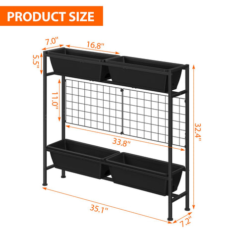 OYEAL elevated planter boxes with trellis support climbing tomatoes and strawberries.