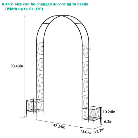 OYEAL metal arch with ground stakes ensures stable outdoor installation