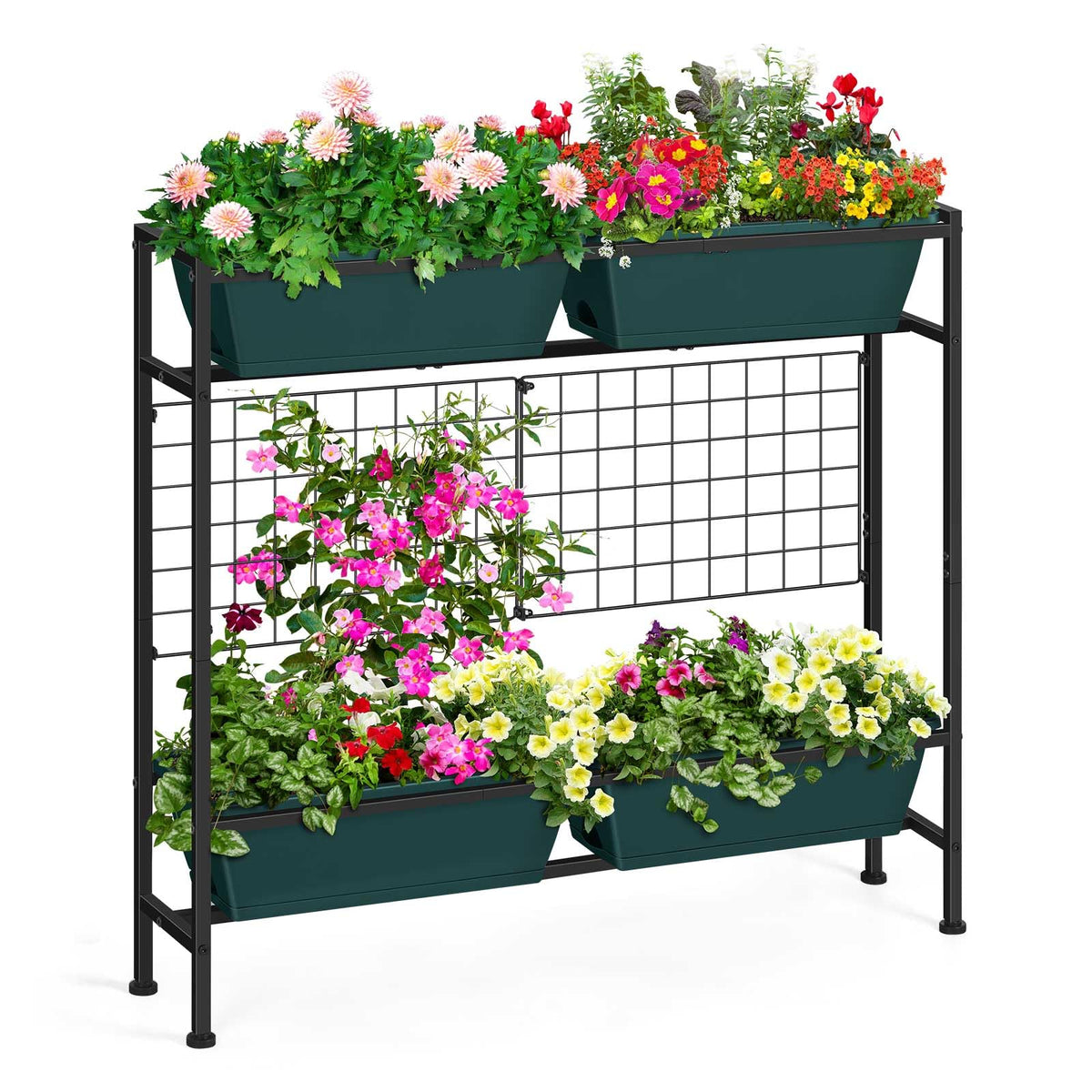 OYEAL raised garden bed with legs and trellis for stable balcony gardening.