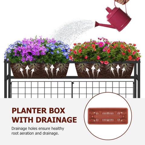 OYEAL garden bed side view shows sturdy frame and durable planters.