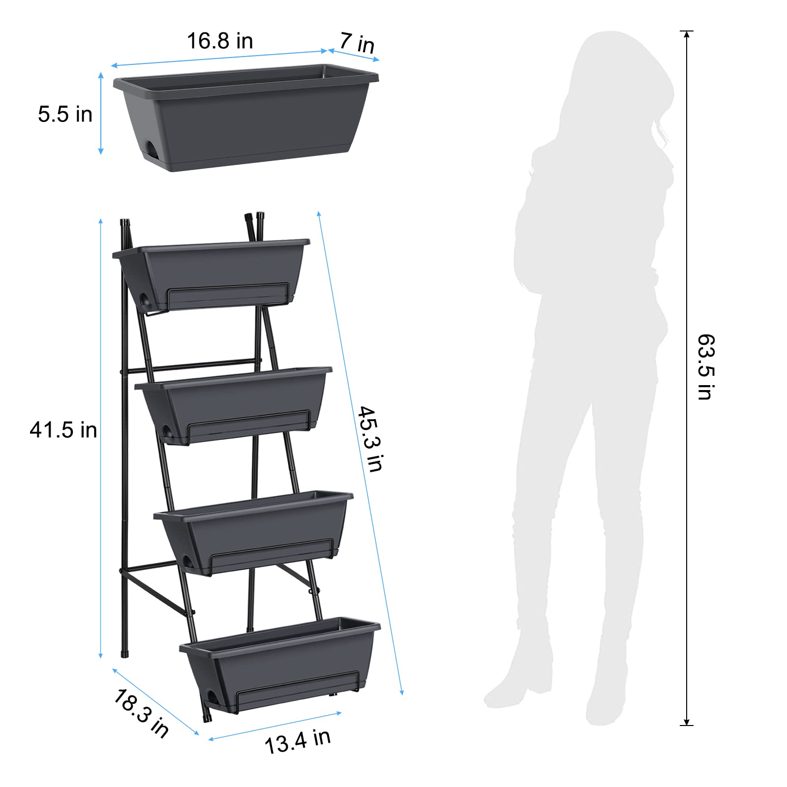 OYEAL raised planter box showing compact size for patios and balconies.
