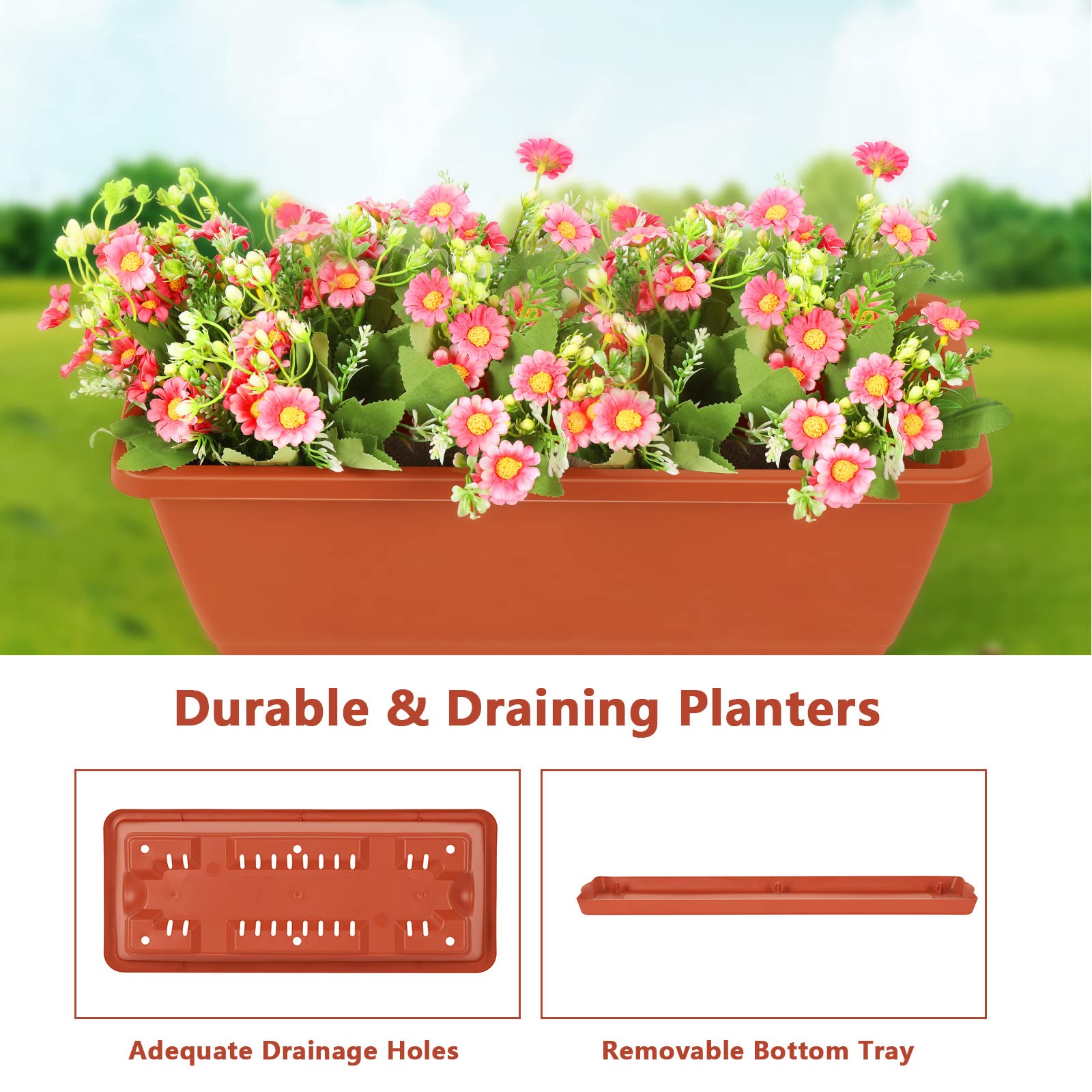 OYEAL vertical garden bed drainage system shows removable tray for water management.