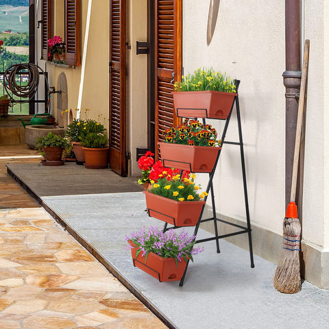 OYEAL vertical garden bed with plants demonstrates a sturdy frame for outdoor use.