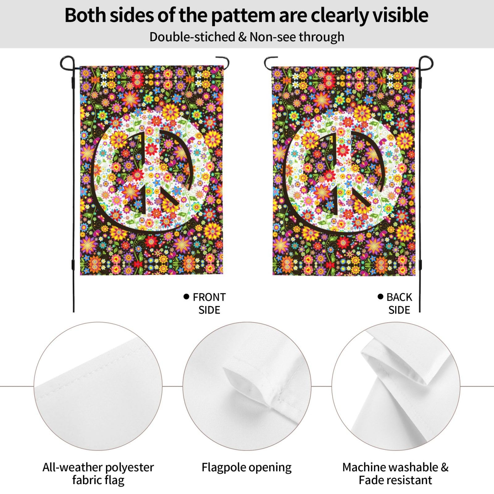Oyebn Flowers of Peace flag, outdoor yard decor, weather-resistant for year-round use.