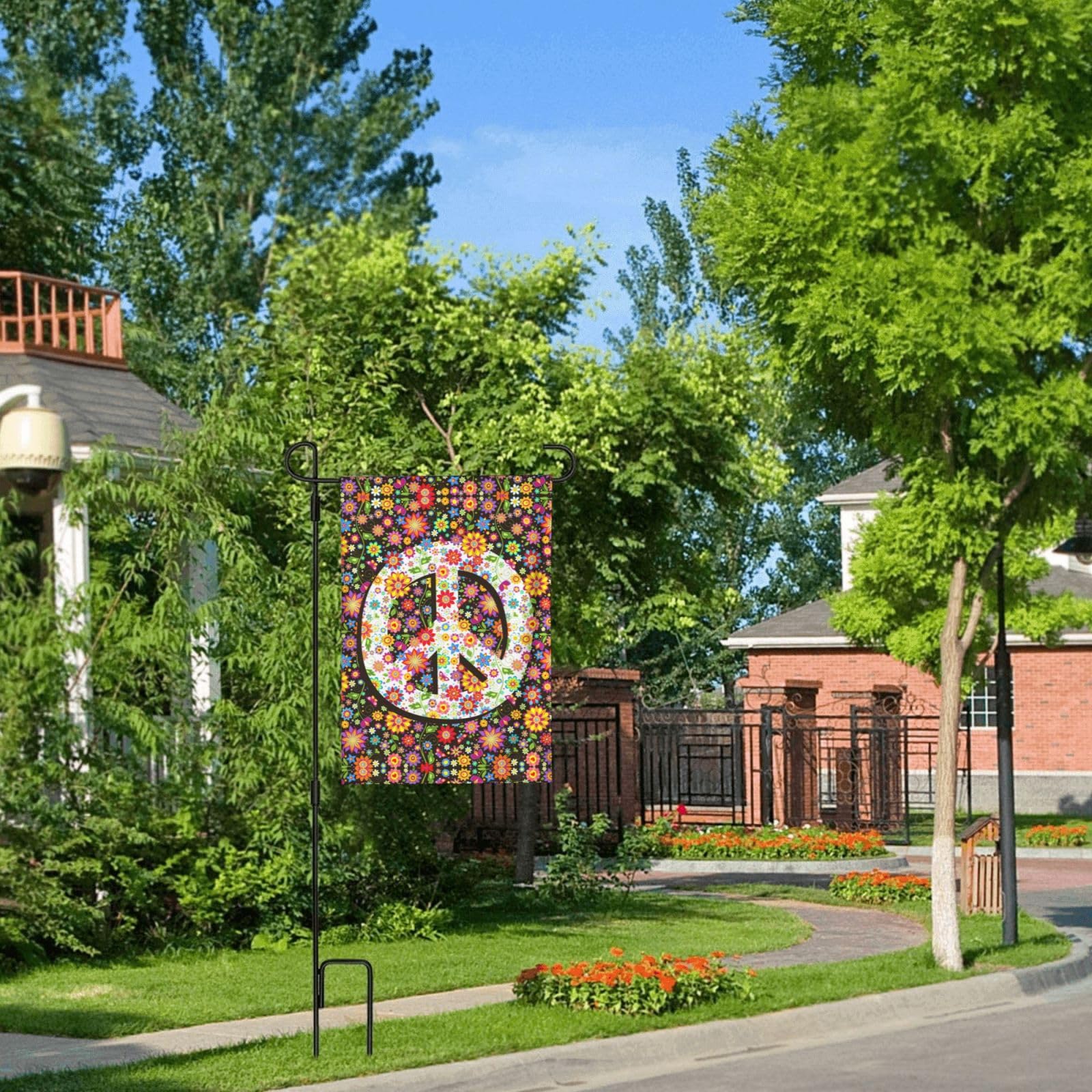 Oyebn Flowers of Peace flag, double-sided visibility for versatile display.
