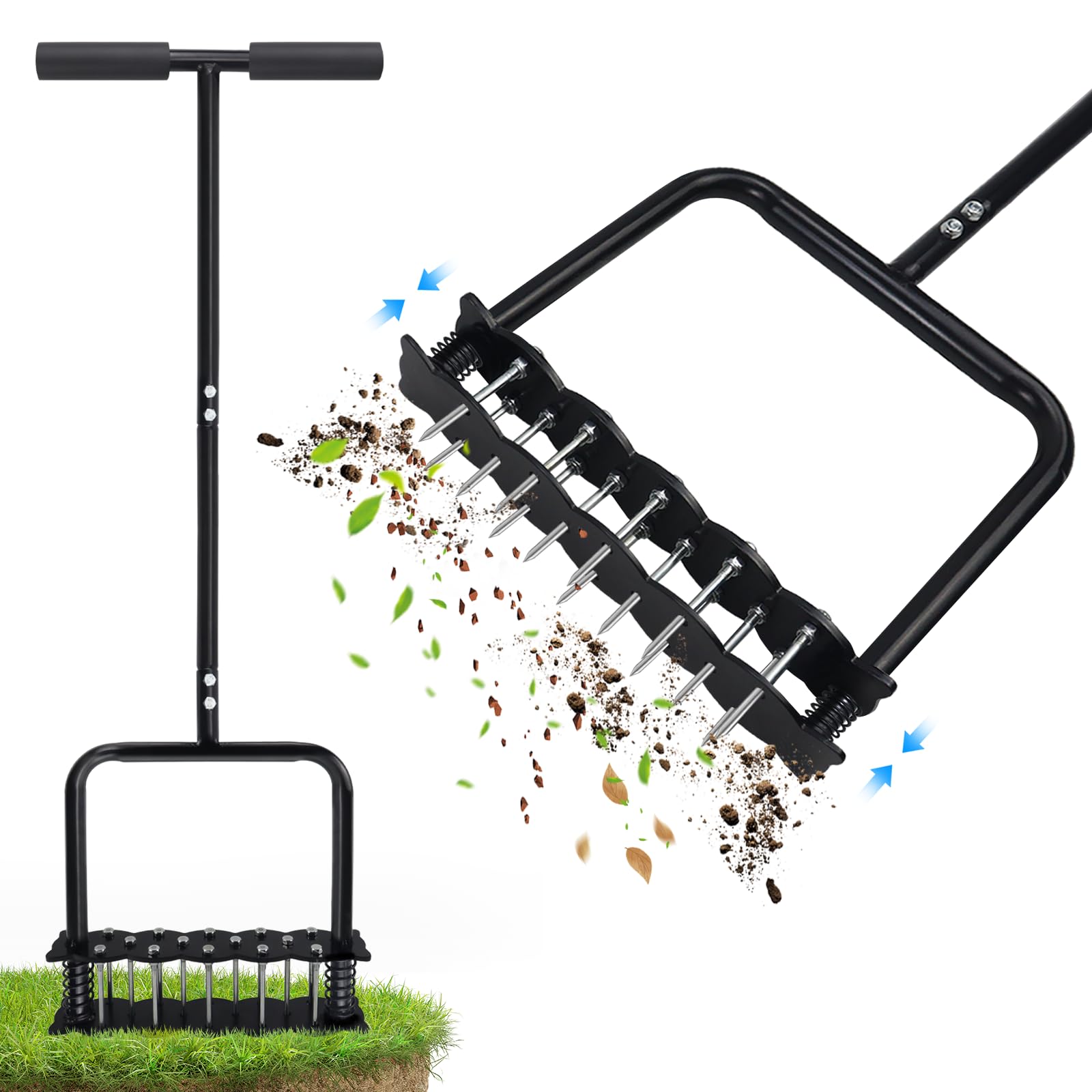 oyeftp lawn aerator assembled view highlights durability and ease of use