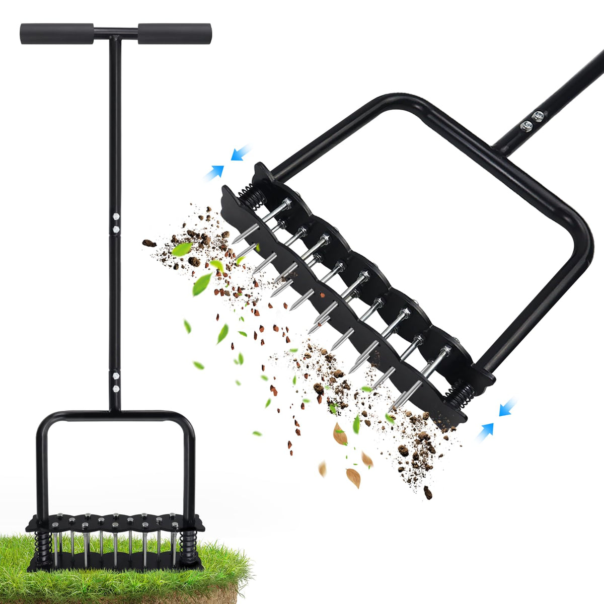 oyeftp lawn aerator assembled view highlights durability and ease of use