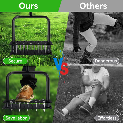 oyeftp lawn aerator length of 35.4 inches supports ergonomic work
