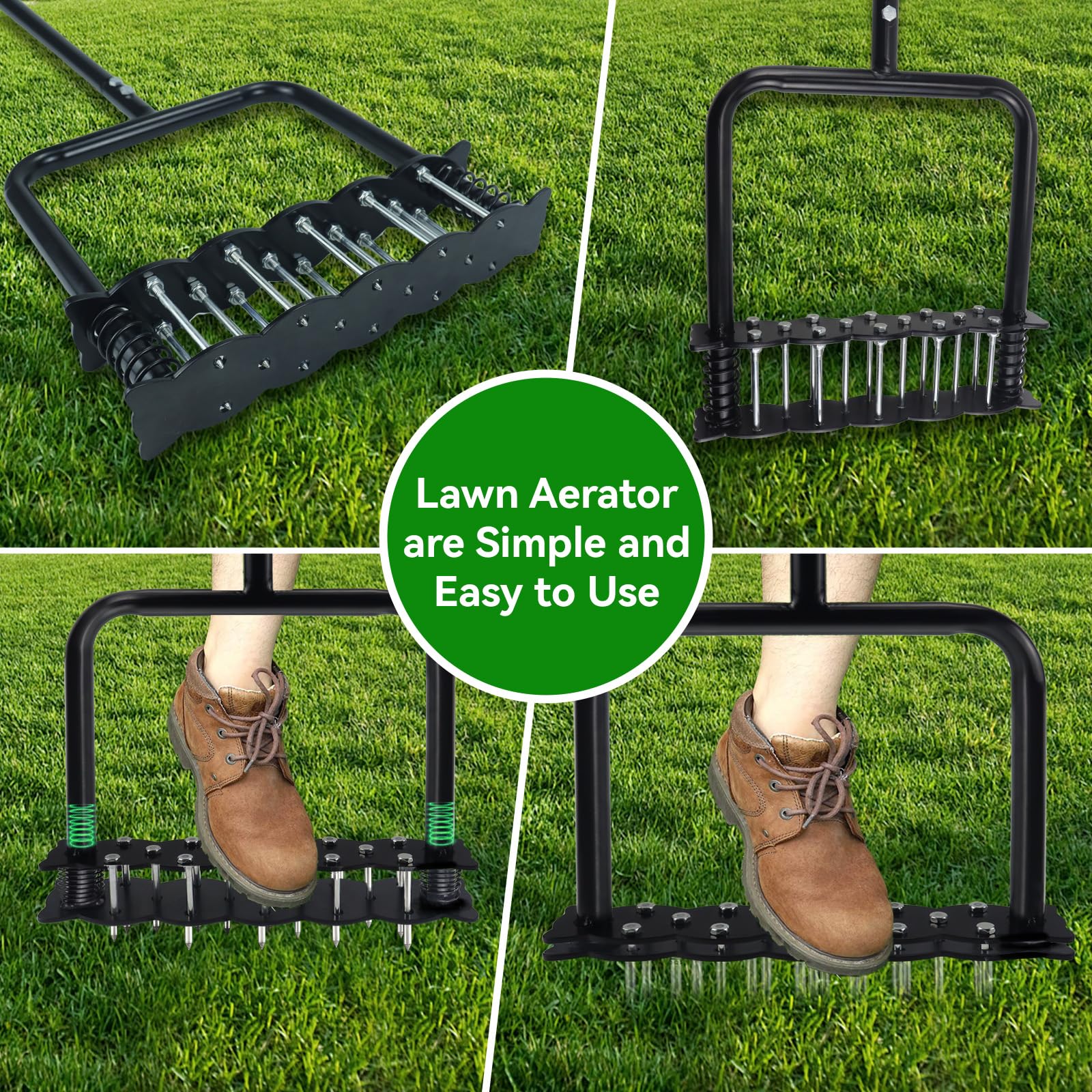 oyeftp lawn aerator spikes close-up demonstrates 14-spike design