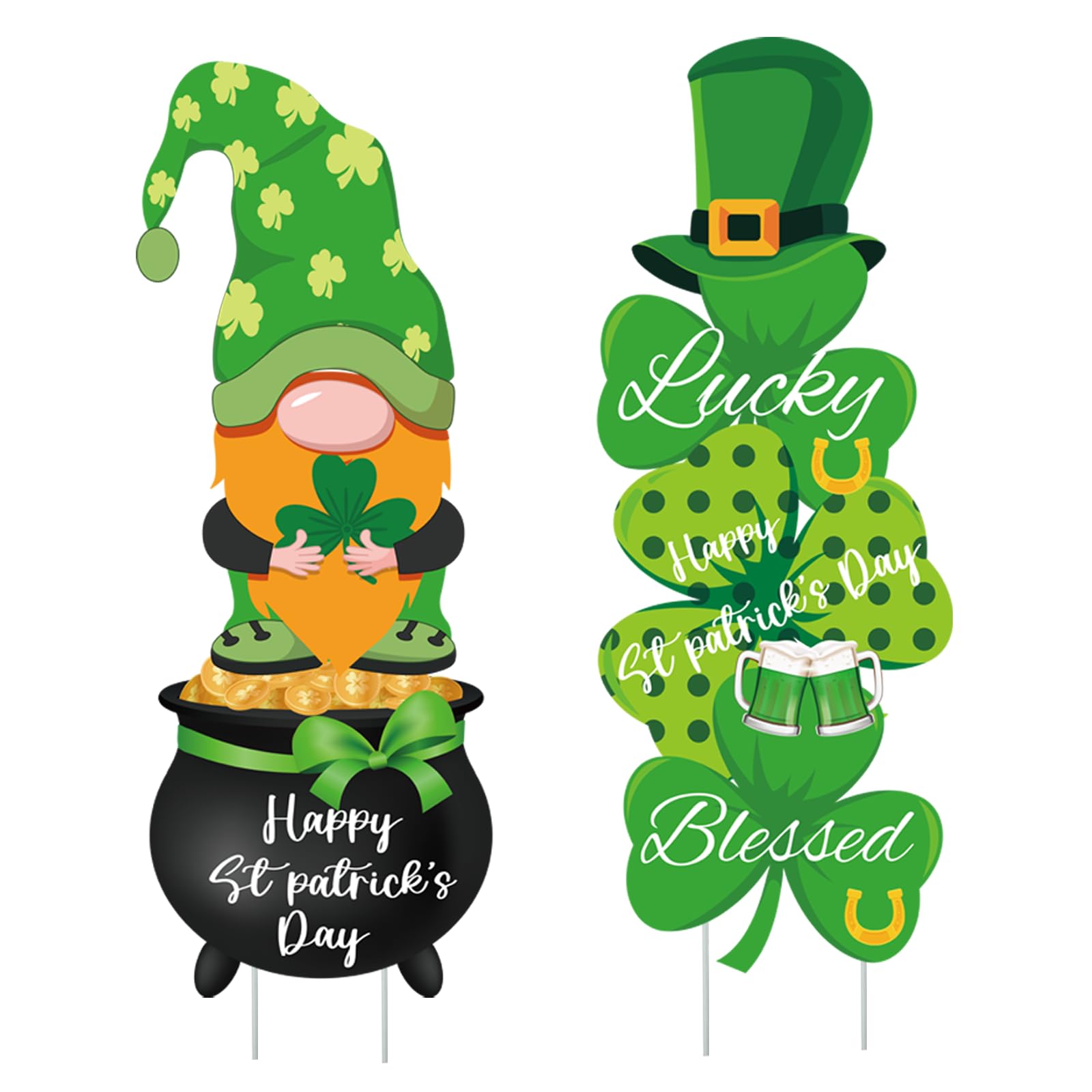 oyhqes two-pack yard signs for festive Patrick’s Day celebrations.
