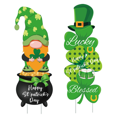 oyhqes two-pack yard signs for festive Patrick’s Day celebrations.