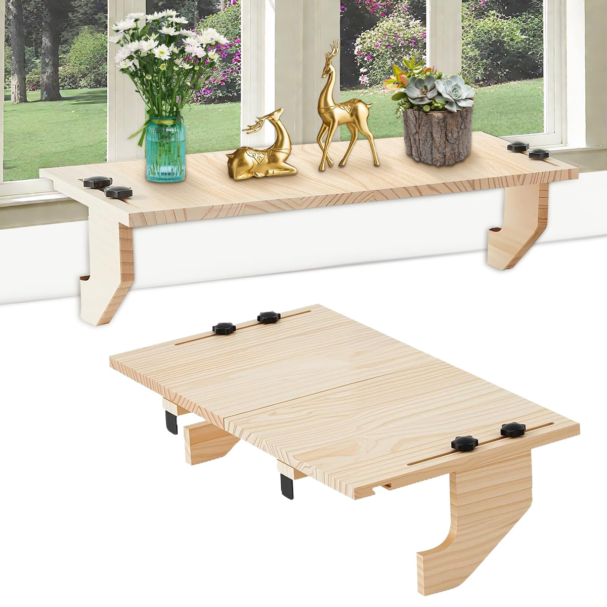 oyhqes window-sill-extender-plant-shelf shown on a sunny window for quick renter-friendly setup.
