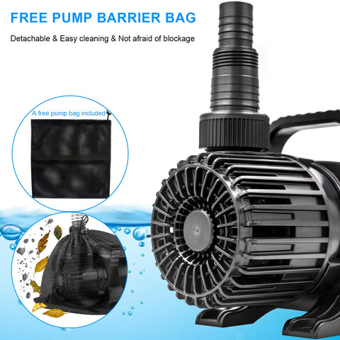 OYO WATER submersible pond pump fitted for quiet, unobtrusive operation.