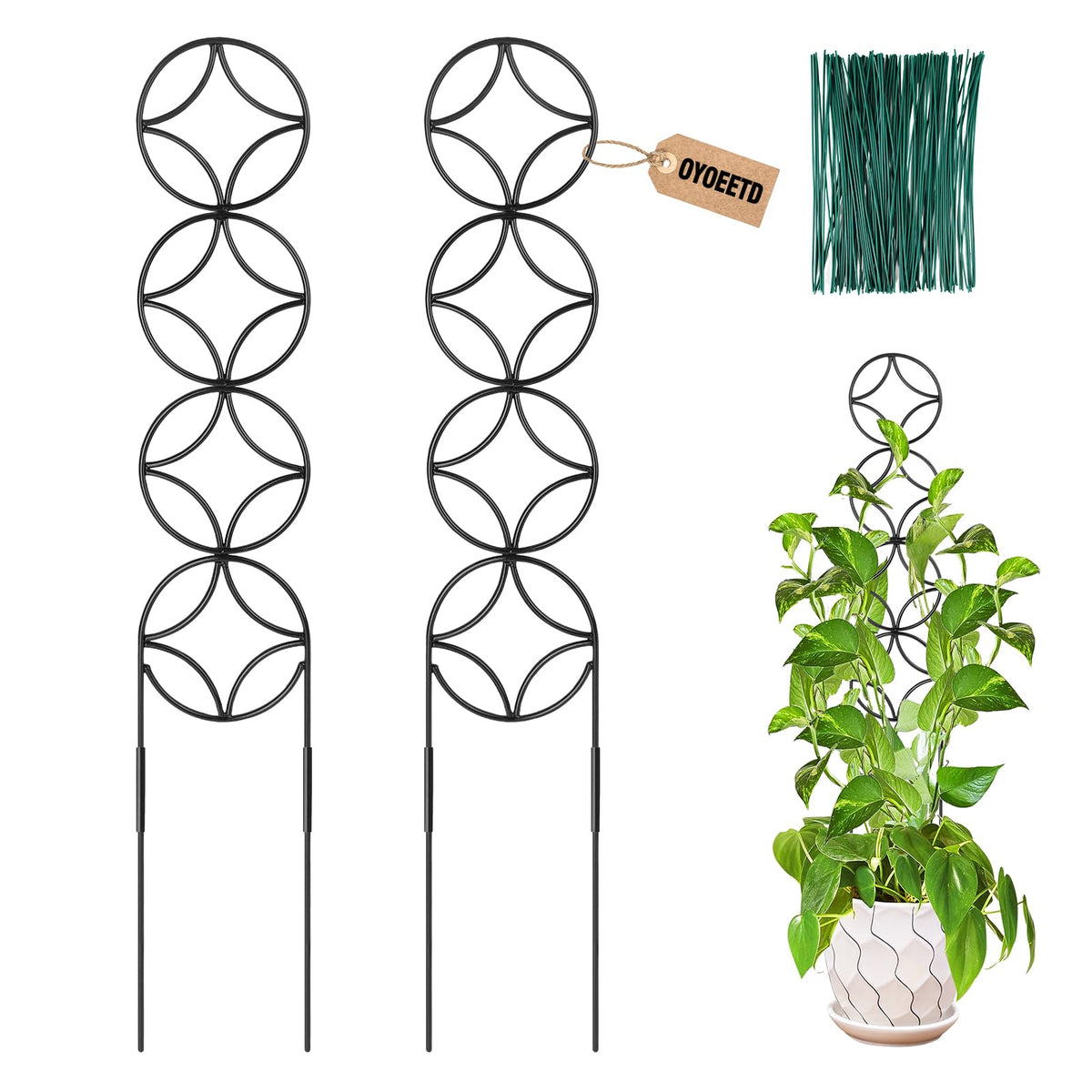 OYOEETD 24inch trellis grid supports climbing plants for neat, sturdy growth.
