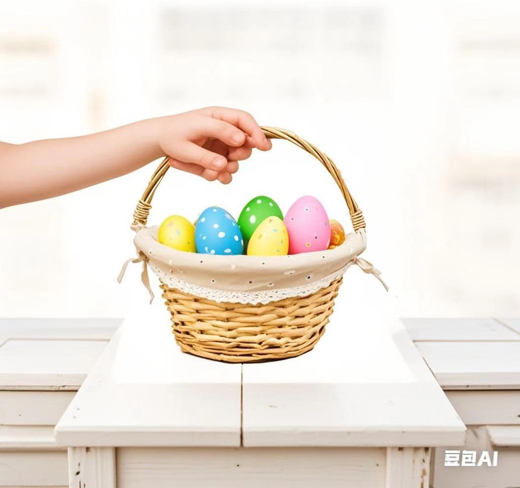 OYPEIP Easter basket handle detail demonstrates sturdy comfort for carrying gifts