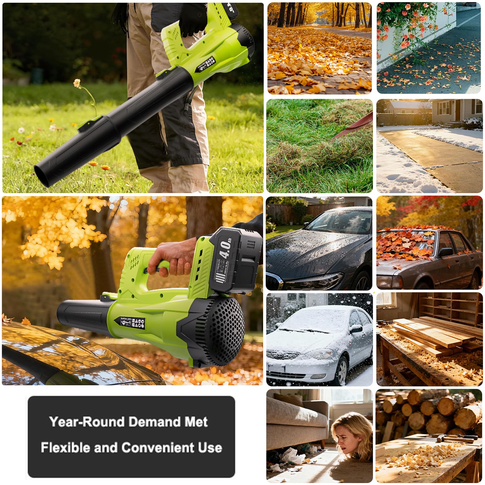 OYREL leaf blower sleek green-black design blends with outdoor gear