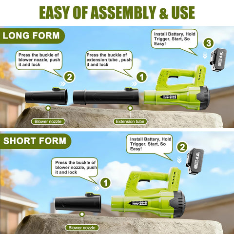 OYREL leaf blower yard cleanup across lawns, decks, and driveways