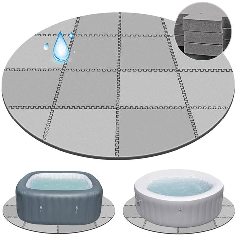 Oyrlize 78-inch Round Hot Tub Mat overview protects the tub from debris and wear.