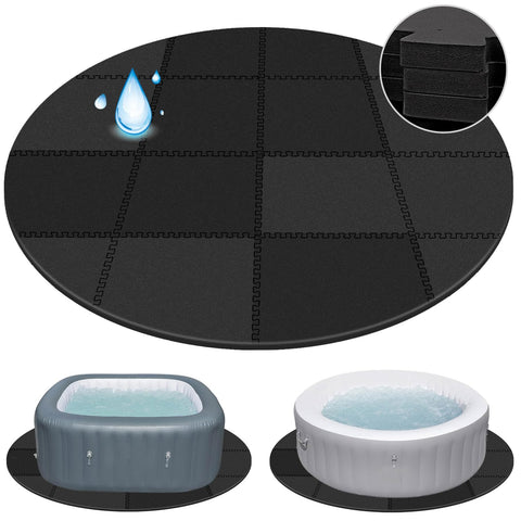 Oyrlize 78-inch round hot tub mat cushions and protects the tub base