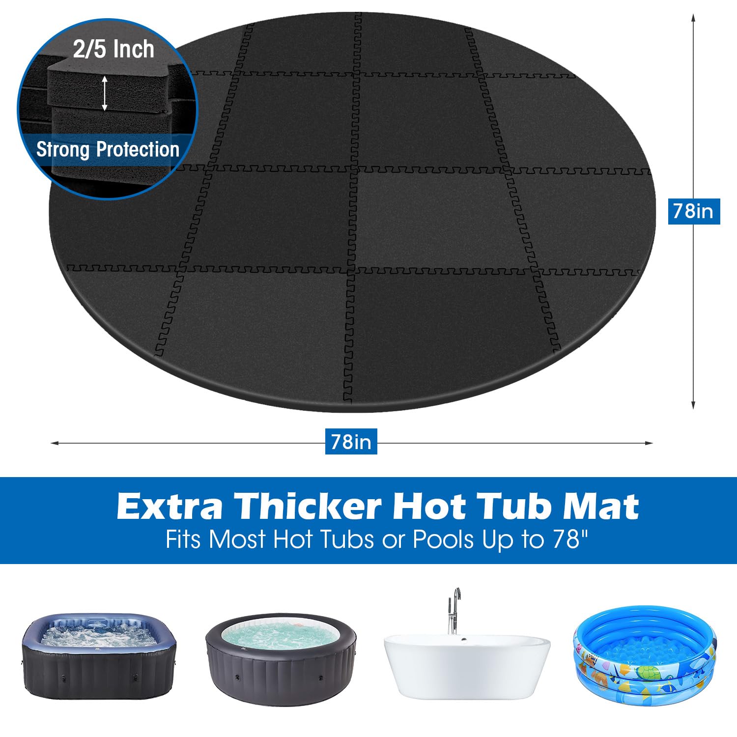 Oyrlize round hot tub mat is easy to clean and quick to store