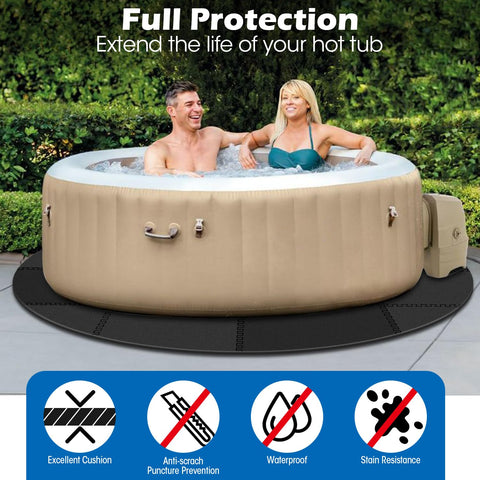 Oyrlize extra-thick round hot tub floor mat provides durable ground protection