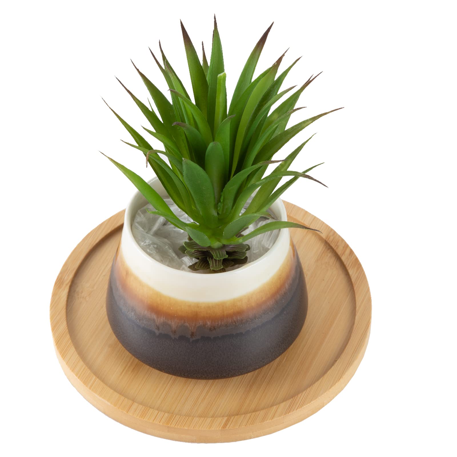 OYSIR round bamboo tray provides a natural base for your plant pot.