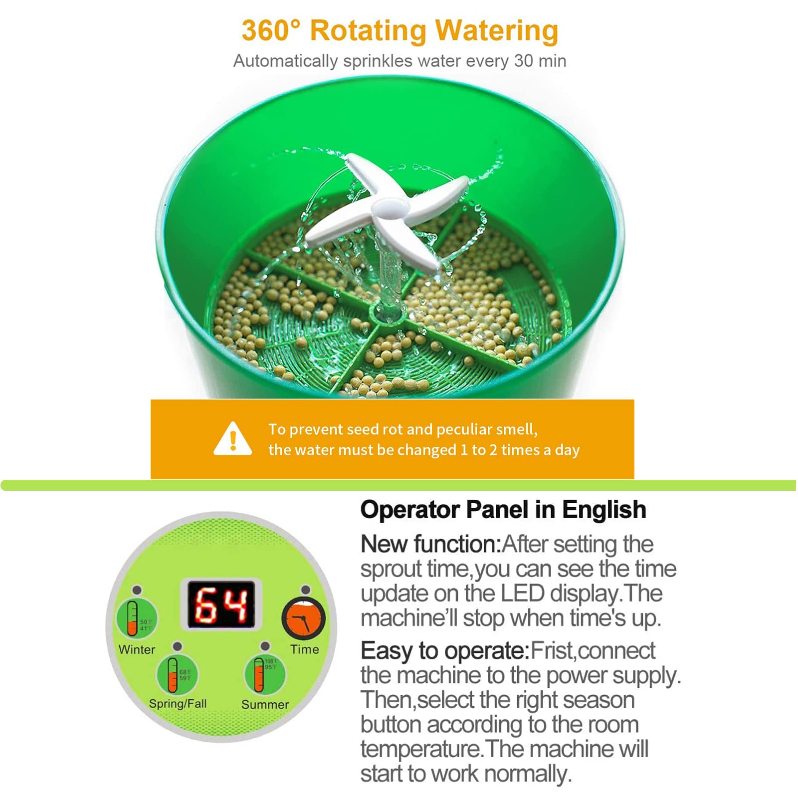 OYSIR seed sprouter assembly shown for quick home sprouting setup.
