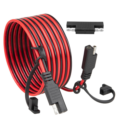 Oyviny 6ft SAE extension cable with visible red and black conductors for clear polarity and safety