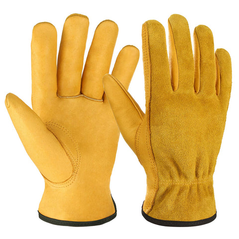 OZERO Leather Work Gloves with Flex Grip for improved tool control and precision